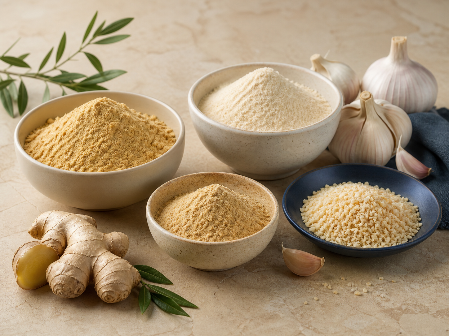 Ginger powder, garlic powder, ginger garlic blend and garlic granules