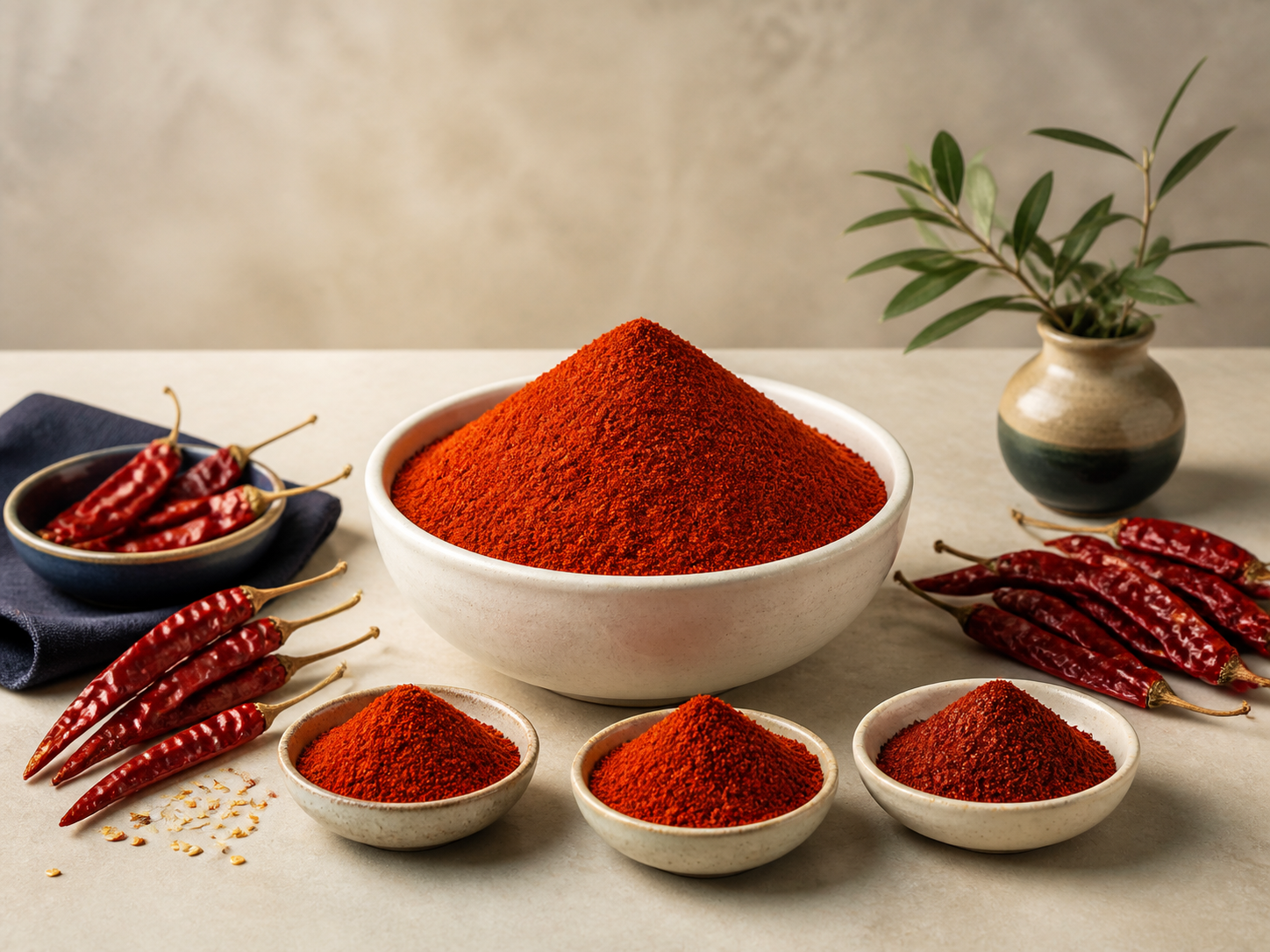 Fine red chilli powder with whole dried chillies for commercial supply