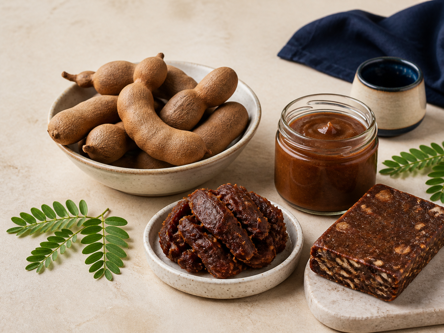 Whole tamarind pods, seedless tamarind and tamarind paste product forms